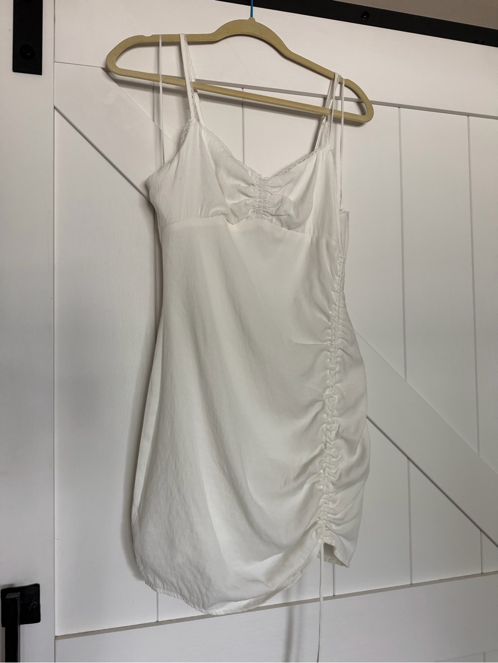 White Lace-Detail Mini Slip Dress